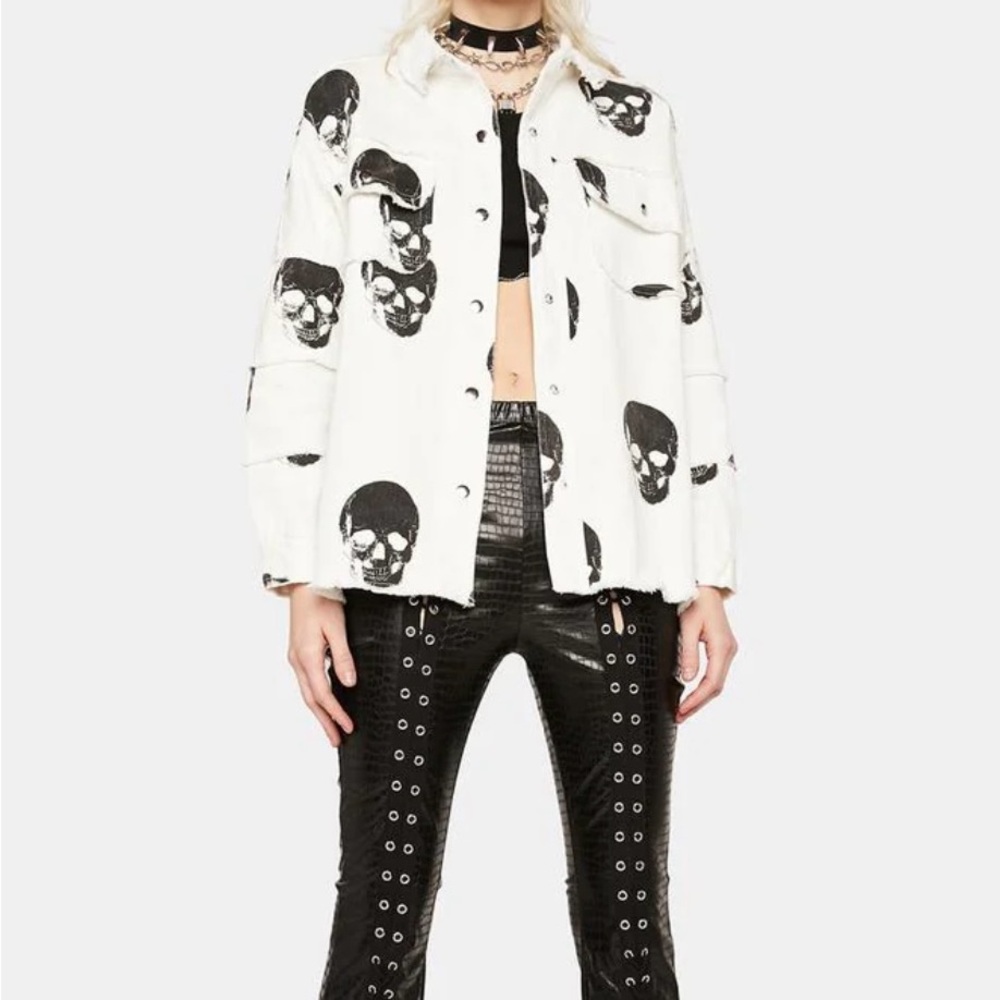 Fantastic Fawn Skull denim Jacket/Shirt… - Picture 6 of 11